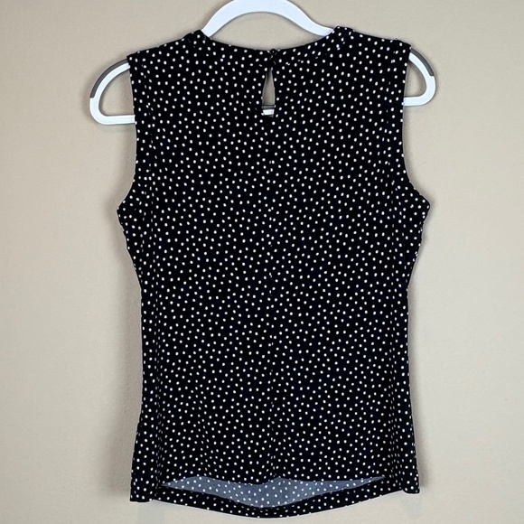 Karl Lagerfeld Paris Black with White Polka Dot Sleeveless Pullover Blouse - Picture 5 of 9